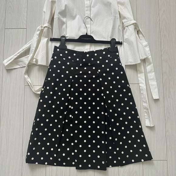 CAROLINA HERRERA POLKA-DOT PLEATED DAY SKIRT - SIZE 4 - Picture 1 of 13